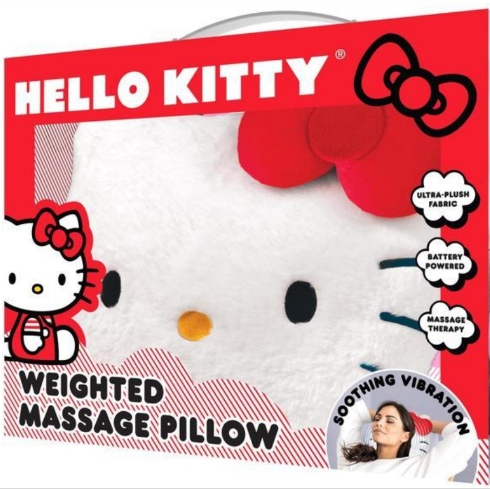 Hello Kitty Weighted Vibrating Massage Pillow White with Red Bow